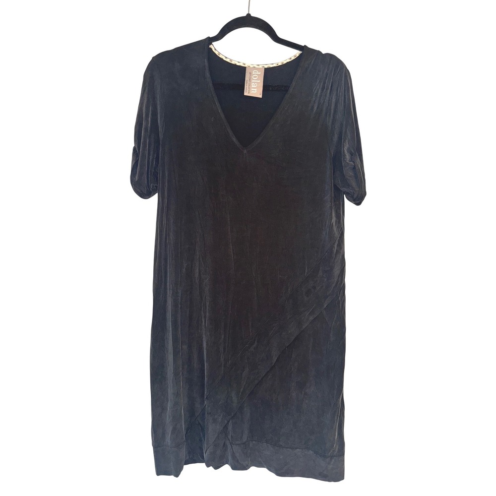 Dolan Left Coast Collection Black‎ Short Sleeve V Neck Draped Tunic Dress S